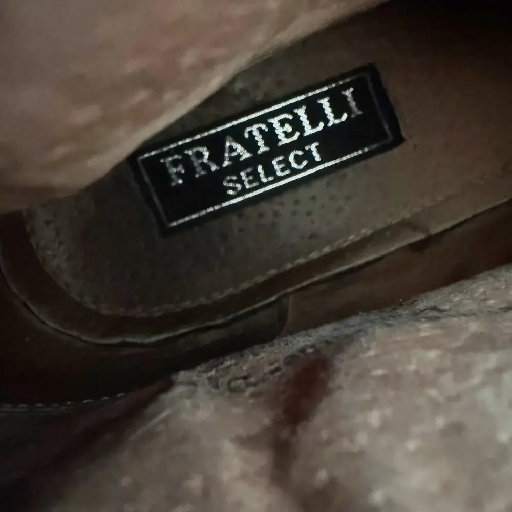 Fratelli‎ Select Men 10.5 Red Brown Italian Leather Chukka Boots Square Toe